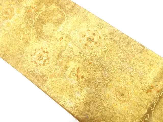 引箔華文に花喰鳥模様織出し袋帯